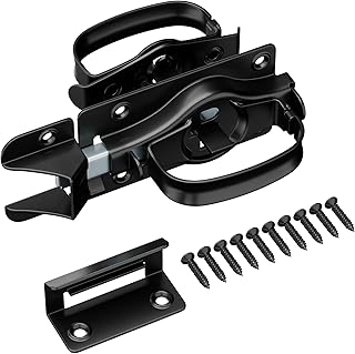 Swinging Shed Door Latch, Barn Door Latch for Interior & Exterior, Heavy Duty Gate Door Latch Shed Door Handle, Double Sided Gate Latch for Wooden Fence, Shed Door, Vinyl, Metal Gates