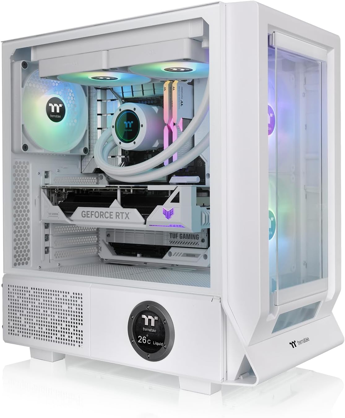 Thermaltake Ceres 350 MX Snow White ATX Midi Tower 2 Front Panels (Tempered Glass/Mesh) Hidden Connector Support 2 x 140 mm ARGB USB-C Quiet Airflow