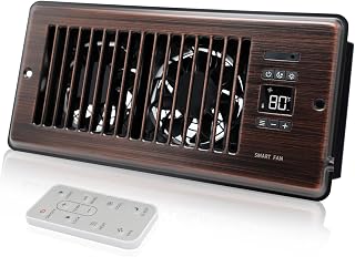 Super Quiet Register Booster Fan 4" x 10" - Intelligent Thermostat Control Vent Fan Booster - Cooling Heating Smart Register Vent - Oil Rubbed Bronze