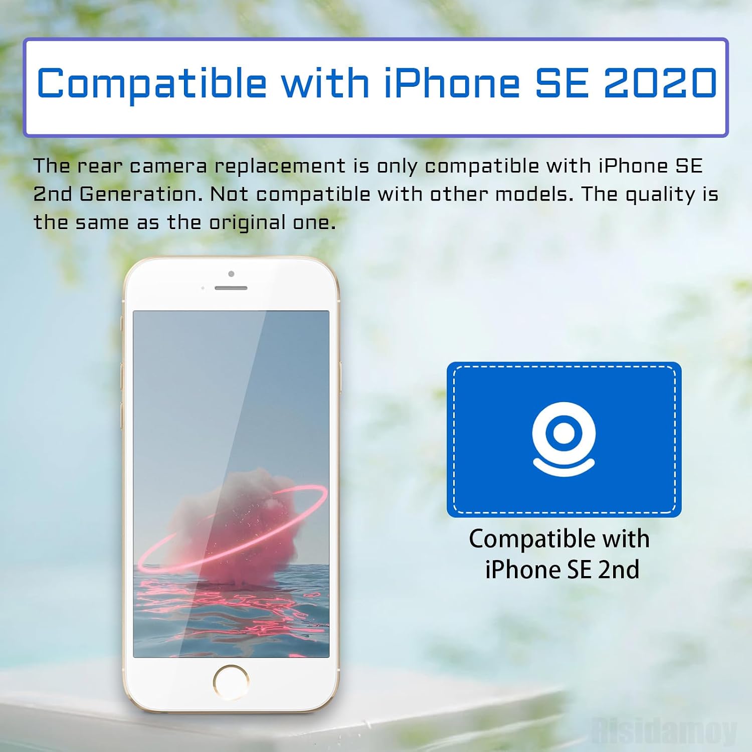 for iPhone SE 2nd Gen OEM 12MP Main Back Camera Replacement | Rear Camera Replace Optical Image Stabilization Smart HDR 2 for Photos Sturdy Metal Case Connector Repair A2275 A2296 A2298
