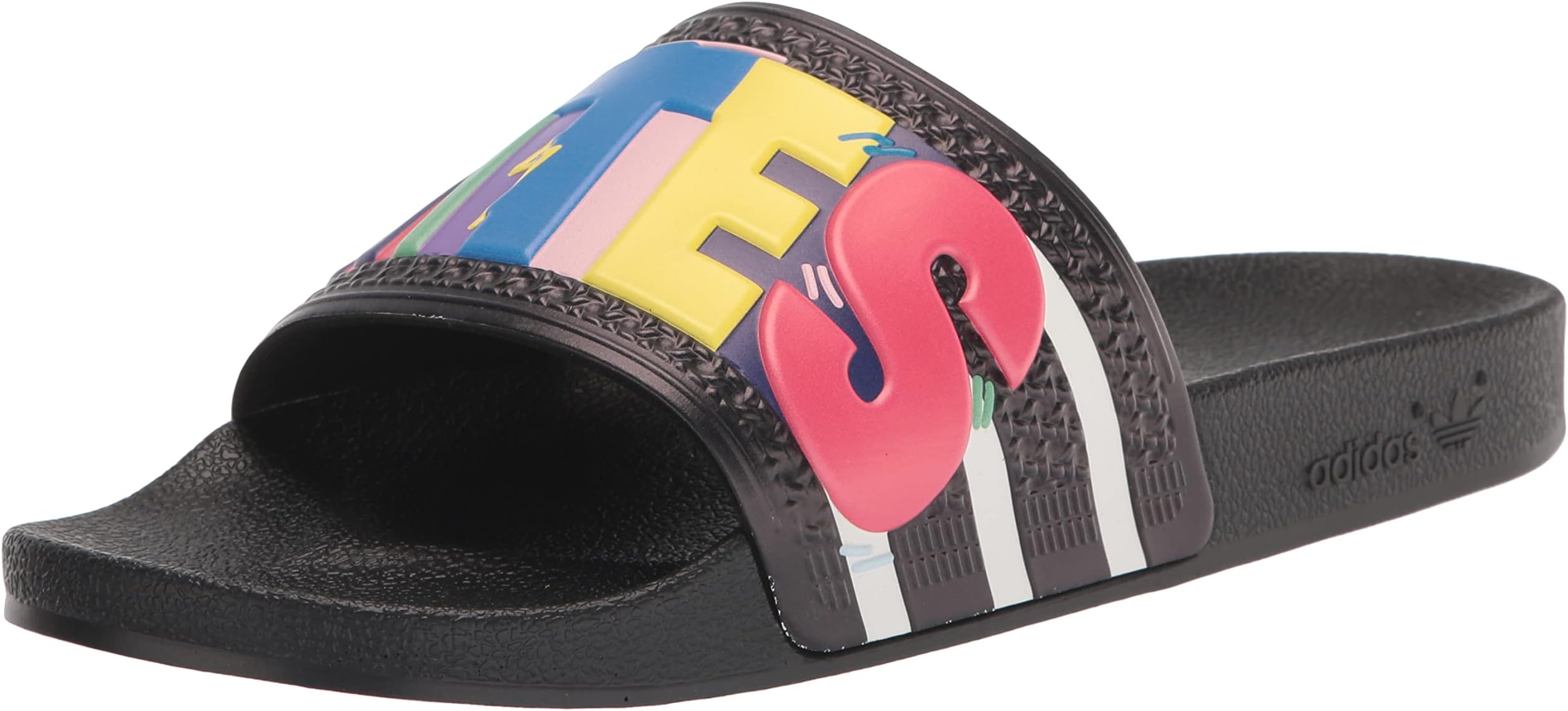 Men's Adilette Slide Sandal, Black/White/Black (Pride), 8