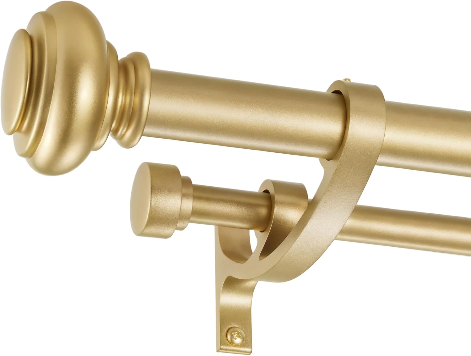 Double Curtain Rods 72 to 144 Inches with Solid Aluminum Alloy Brackets, 1 Inch Adjustable Drapery Rod, Heavy Duty Dual Curtains Rod for Window, Sliding Door, Bedroom Decoration, Warm Gold Warm Gold 72"-144"