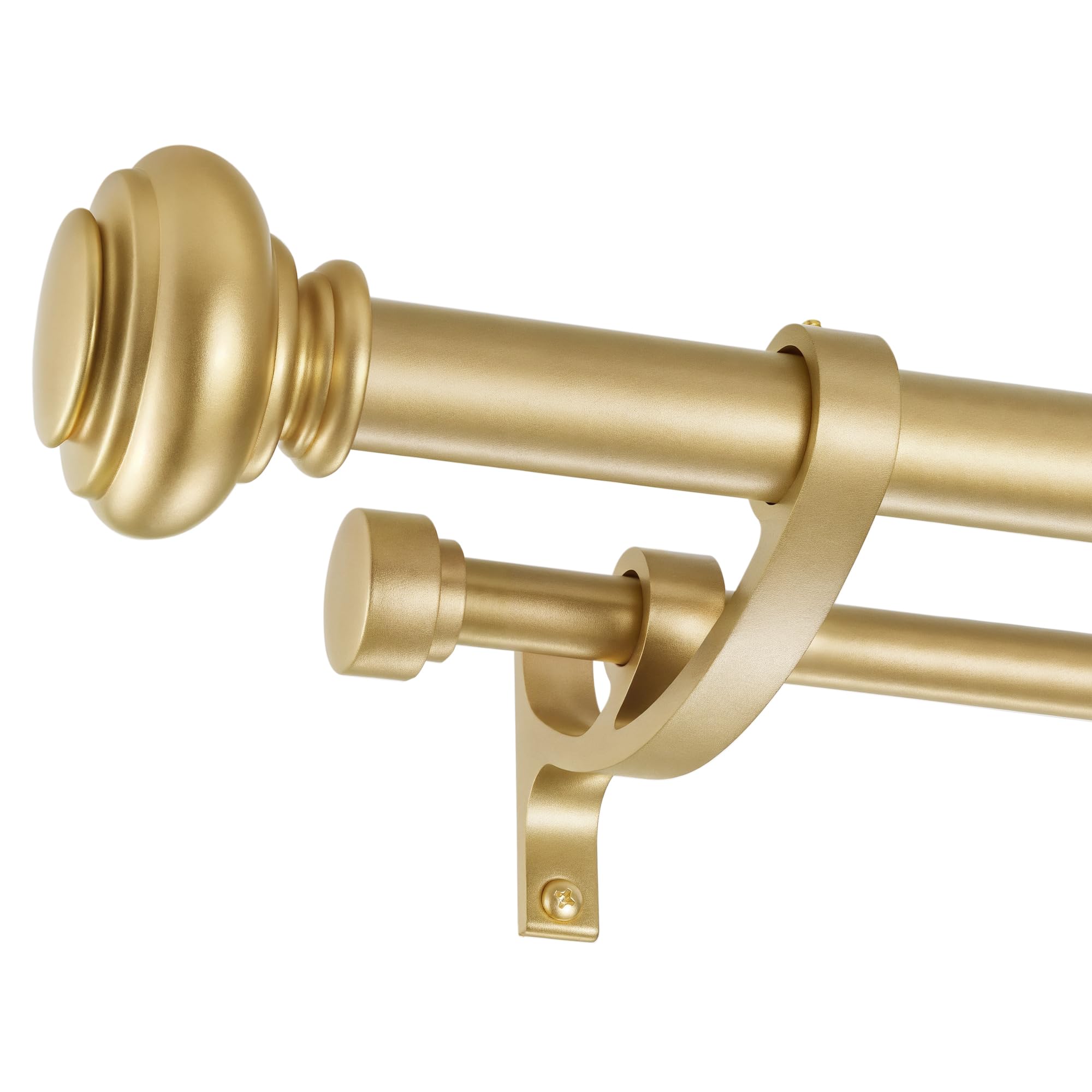 Photo 1 of Double Curtain Rods 36 to 72 Inches with Solid Aluminum Alloy Brackets, 1 Inch Adjustable Drapery Rod, Heavy Duty Dual Curtains Rod for Window, Sliding Door, Bedroom Decoration, Warm Gold