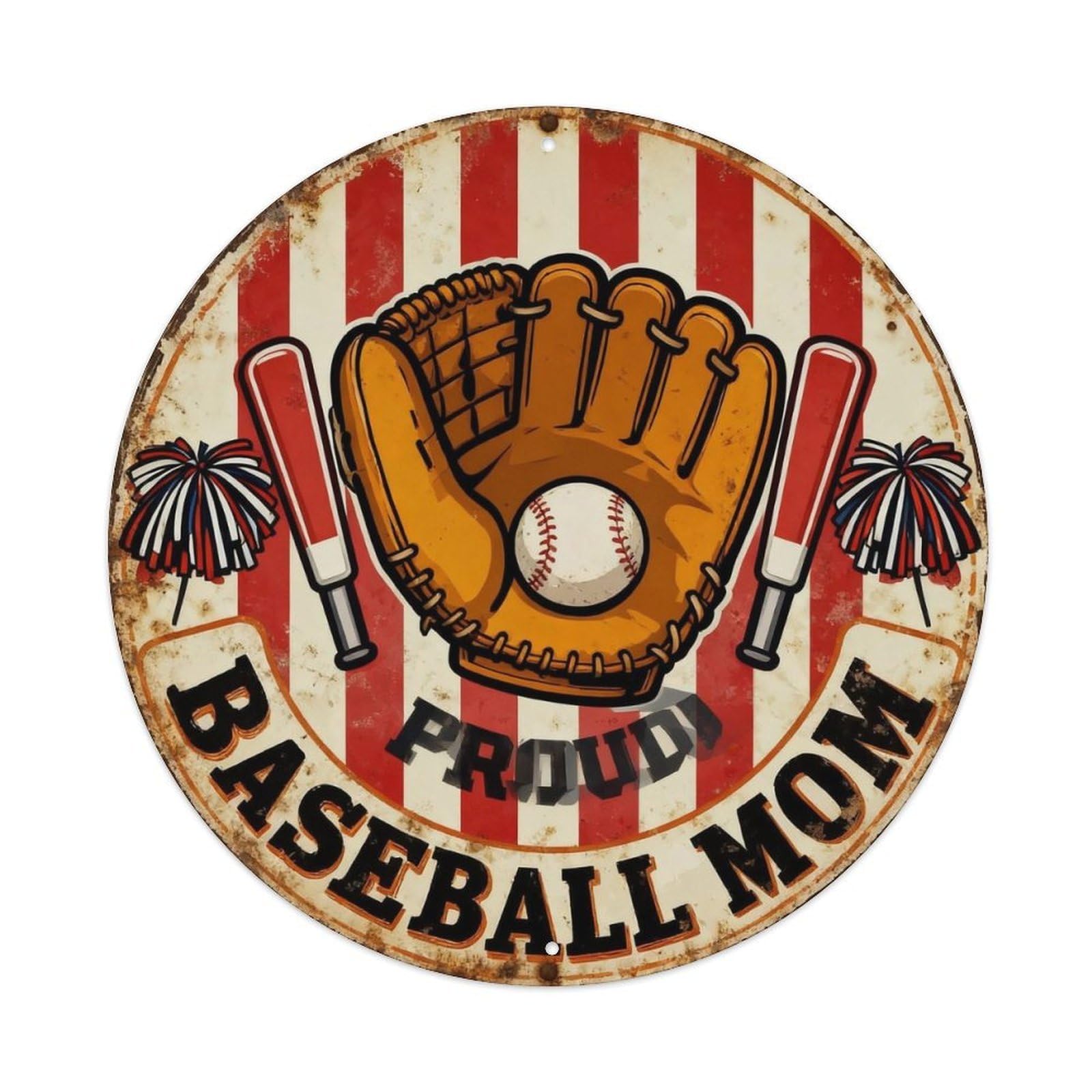 Proud Baseball Mom Metal Tin Sign Plaque