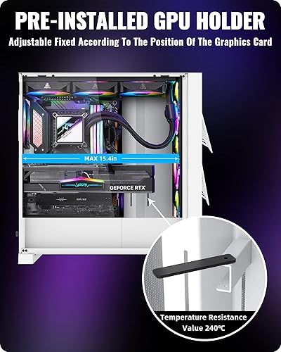 Miniatura 6 de Segotep T3 - Funda blanca para PC para juegos ATX de media torre, compatible con radiadores superiores y laterales de 14.173 in, panel frontal de