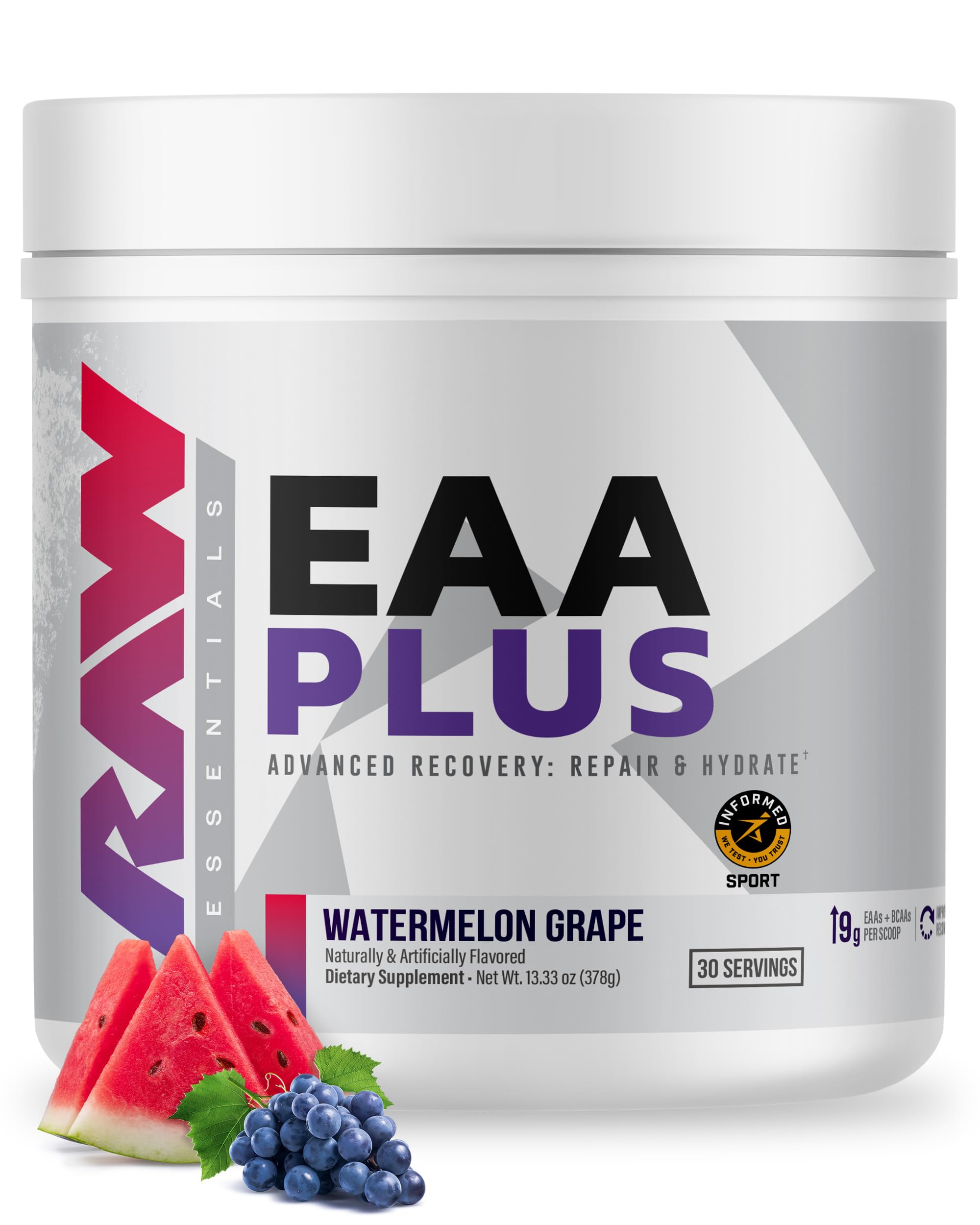 Sponsored Ad - EAA Plus, Amino Acids Powder, Watermelon Grape (30 Servings) - Pre Workout Amino Energy Powder for Advanced Endurance, Recovery & Lean Muscle Growth - BCAA Amino Acids Supplement for Men & Women