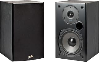 Polk Audio T15 Bookshelf Speakers Pair Black - Wall-Mountable Home Theater Surround Dolby DTS Deep Bass 5.25 Woofer