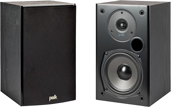 Polk Audio T15 Home Theater and Stereo Bookshelf Speakers Deep Bass Response, Dolby and DTS Surround, Wall-Mountable, Pair, Black