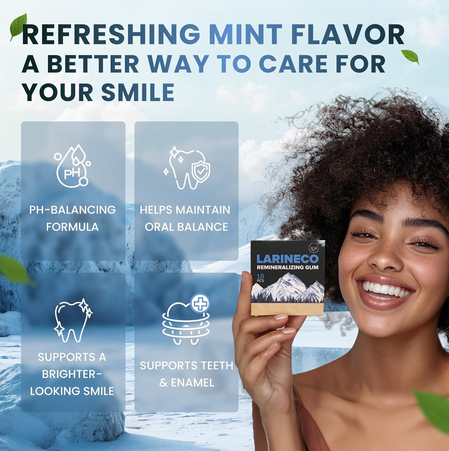 Larineco Remineralizing Gum with Nano Hydroxyapatite & Xylitol – Sugar-Free Xylitol Gum – Plastic-Free, Dye-Free, Aspartame-Free – Natural Base – 36 Pieces, Mastic Mint - Image 4