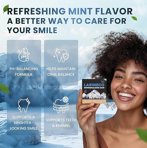 Miniatura 4 de Larineco - Goma remineralizante con nanohidroxiapatita y xilitol, goma de mascar de xilitol sin azúcar, sin plástico, sin colorantes, sin aspartamo,