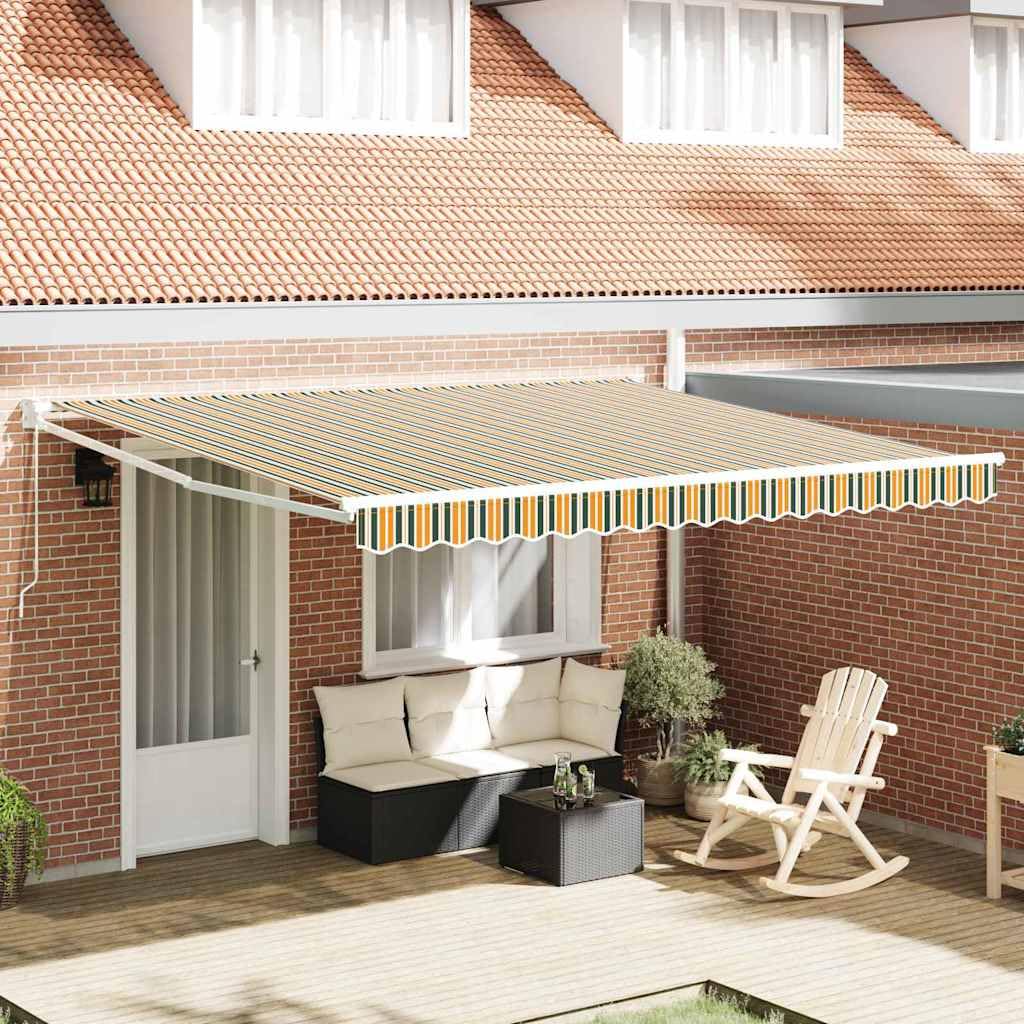 Auvent rétractable de jardin 400x350cm avec toile polyester anti UV et commande manuelle