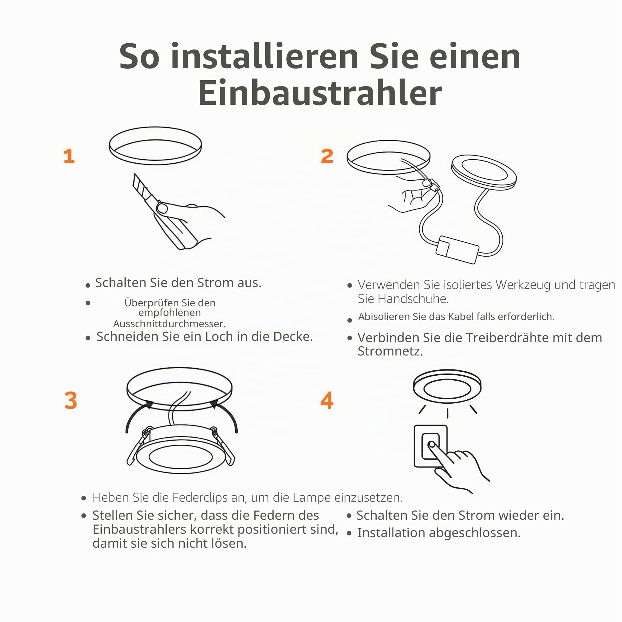 JANDEI - 5er-Pack runde LED-Einbaustrahler, 18 W, 1500 Lumen, extraflach 13 mm, Montageloch Ø 200–205 mm, Kaltweiß 6000k, inklusive Transformatoren