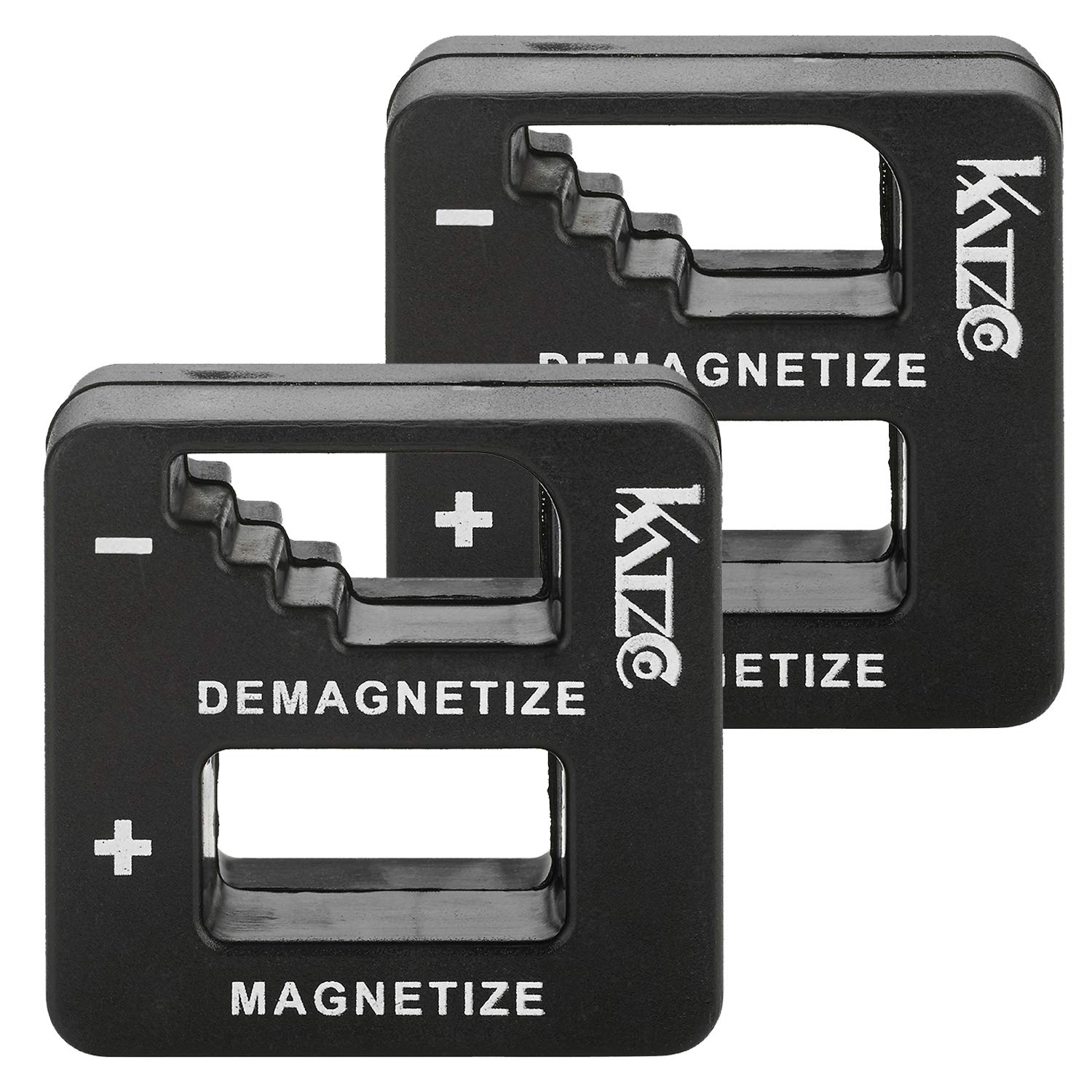KatzcoBlack Precision Magnetizer and Demagnetizer - 2 Pack - for Screwdrivers, Screws, and Drill Bits