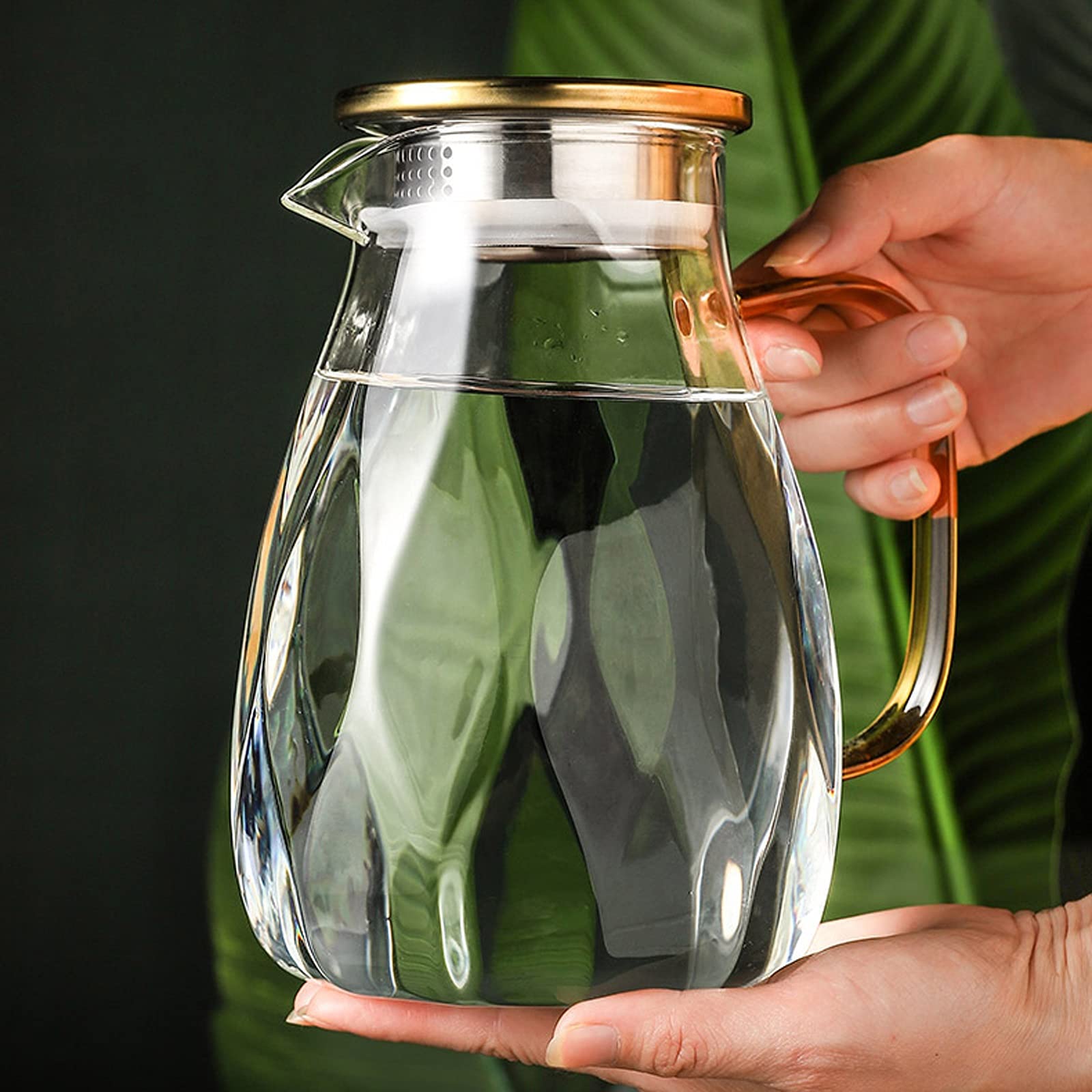 LOWLIU Caraffe di tè Freddo Borosilicato Branco a Grande capacità con Manico e Coperchio for tè, Succo di Frutta, Latte e Bevande Fatti in casa Fai da Te brocche (Color : A)