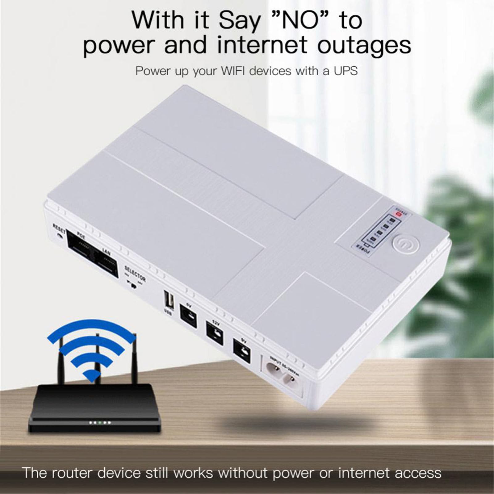 Mini przenośny router UPS 5 V 9 V 12 V zasilacz awaryjny do Wi-Fi, router zasilacz awaryjny o dużej pojemności 8800 mAh,White
