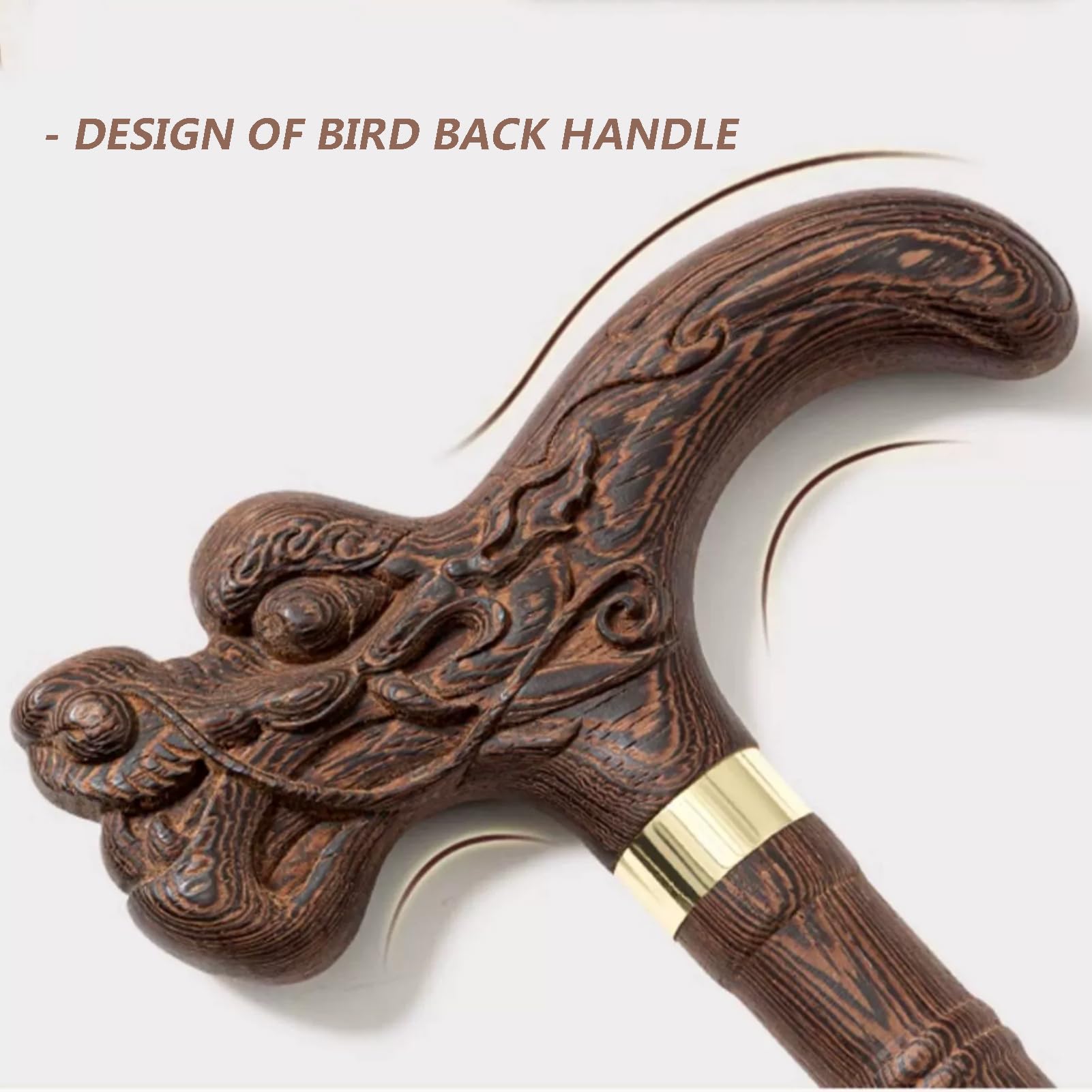 Bastón de Calabaza Estilo líder de 90 cm - Madera Maciza Ligera Antideslizante (Caoba/ala de gallina) para Personas Mayores