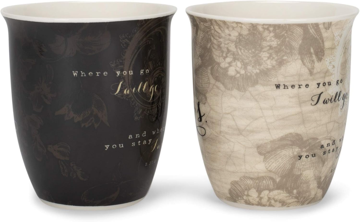 Dicksons Where You Go Mr. and Mrs. Ruth 1:16 18 Ounce New Bone China Coffee Mug Set of 2