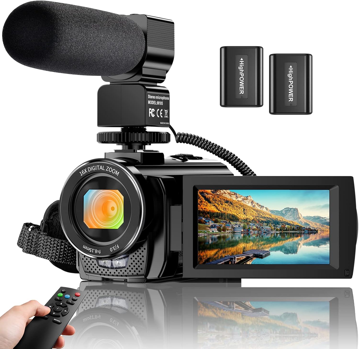 Video Camera Camcorder Digital YouTube Vlogging Camera Recorder FHD 1080P 24.0MP 3.0 Inch 270 Degree Rotation Screen 16X Digital Zoom Camcorder with Microphone