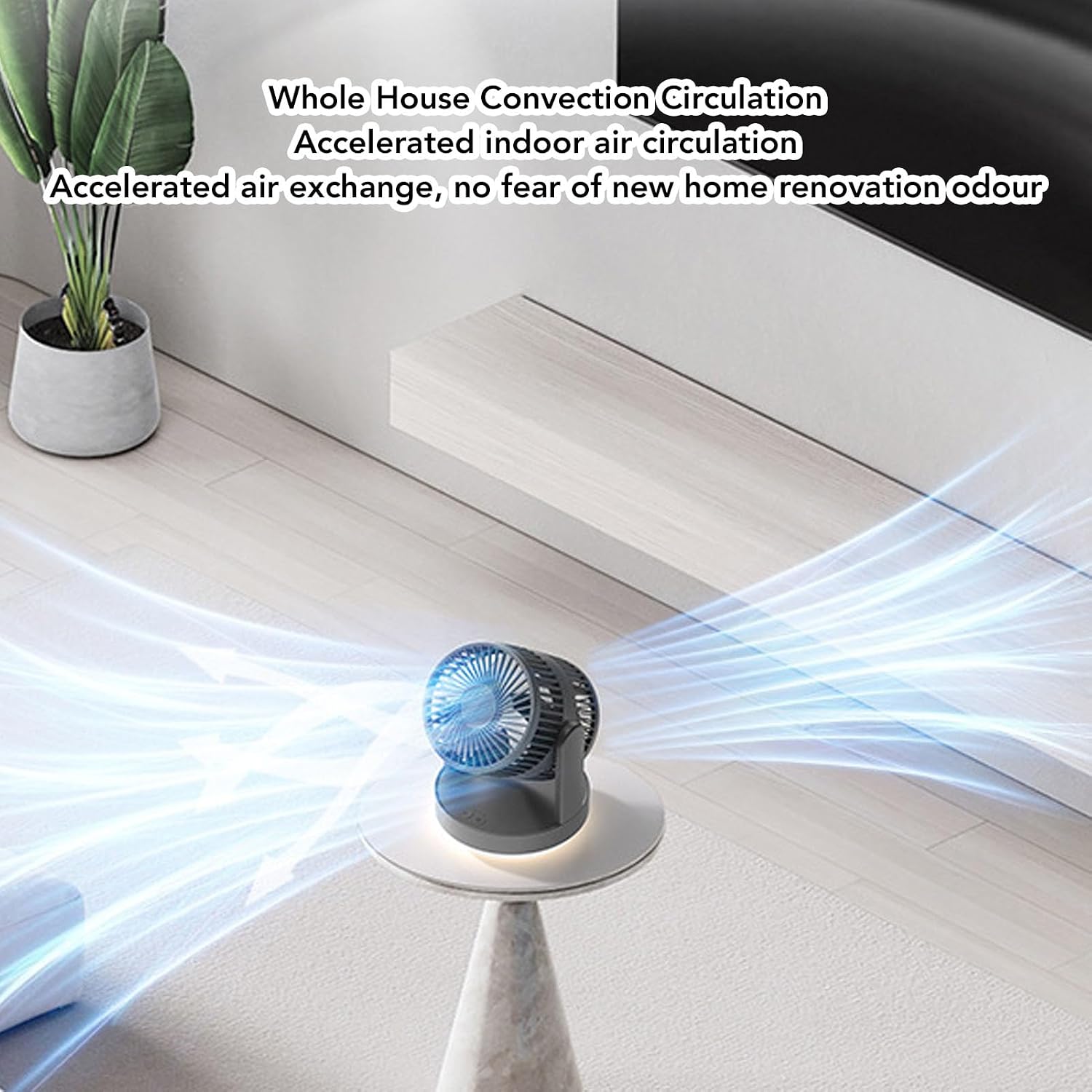 Rechargeable Desktop Fan for Bedroom Office, 6000mAh (Dark Gray)