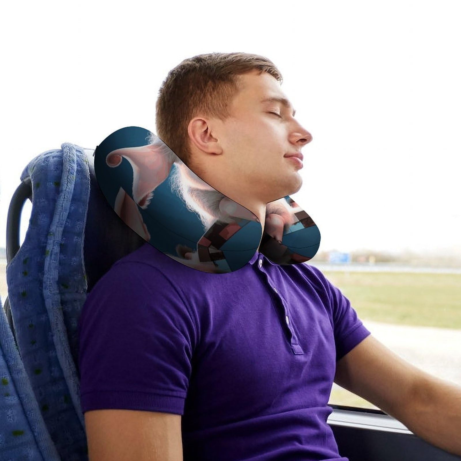 Sonriente (22) almohadas en forma de U, núcleo de almohada de espuma viscoelástica, cojín, proporciona apoyo para el cuello, almohada de viaje, adecuada para aviones, coches, hogares y