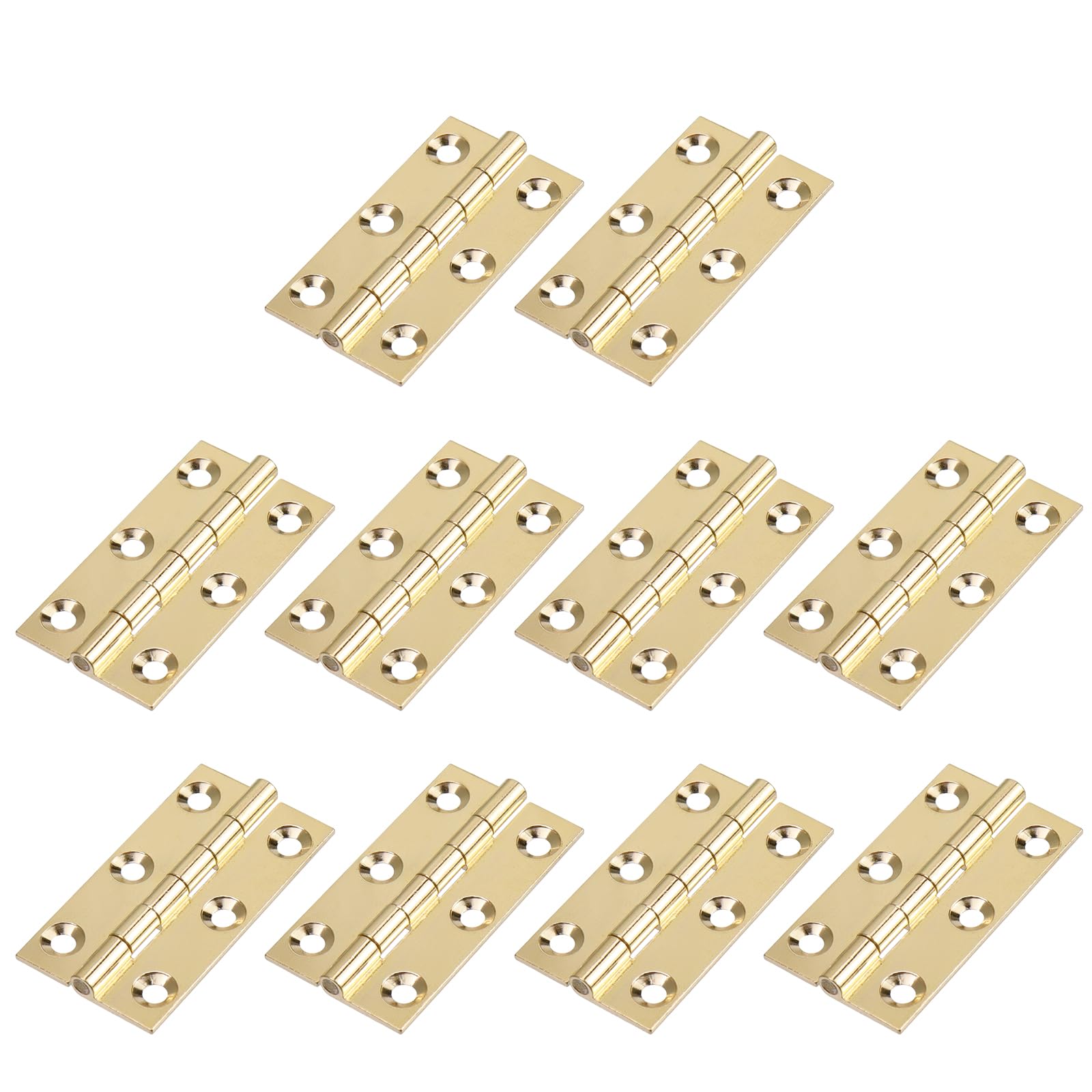 Semetall Gold Door Hinge 10 Pack 2 Inch Solid Brass Butt Hinges Heavy Duty Cabinet Door Hinges with Screws for Door Furniture Cupboard Box Case(50mmx30mm)