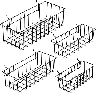 Hicarer 4 Pack Pegboard Baskets Bins, 4 Size Pegboard Baskets Bins Set Black Metal Wire Wall Mount Basket Wire Pegboard Accessories Organize for Organizing Various Tools for Storage Home Office Garage