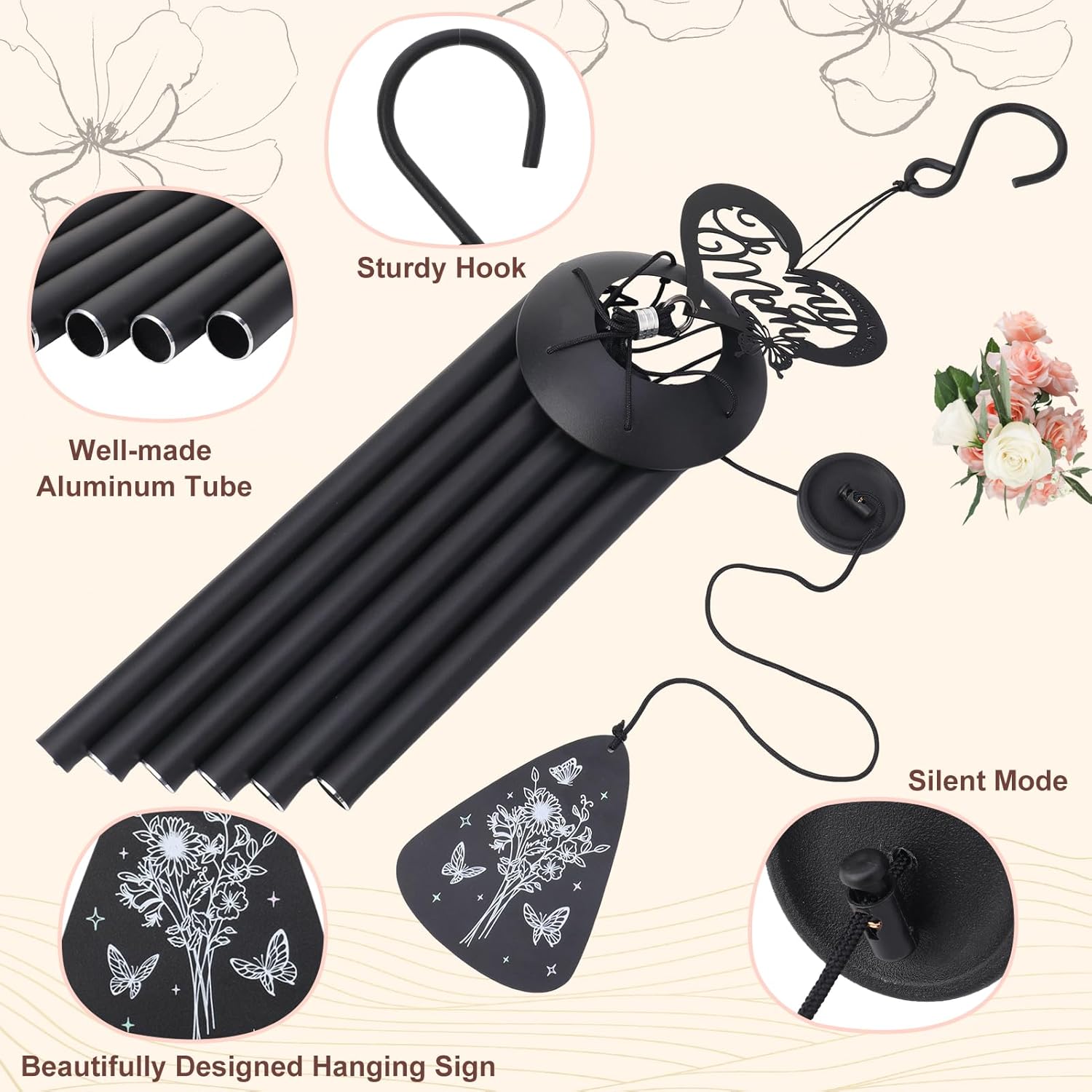 Gifts for Mom 35'' Moms Wind Chimes Christmas Best Gift for Mom Mother Birthday Gift from Daughter Son Love Reminder Gifts Windchimes Outside for Birthday Mother's Day Thanksgiving - Image 2