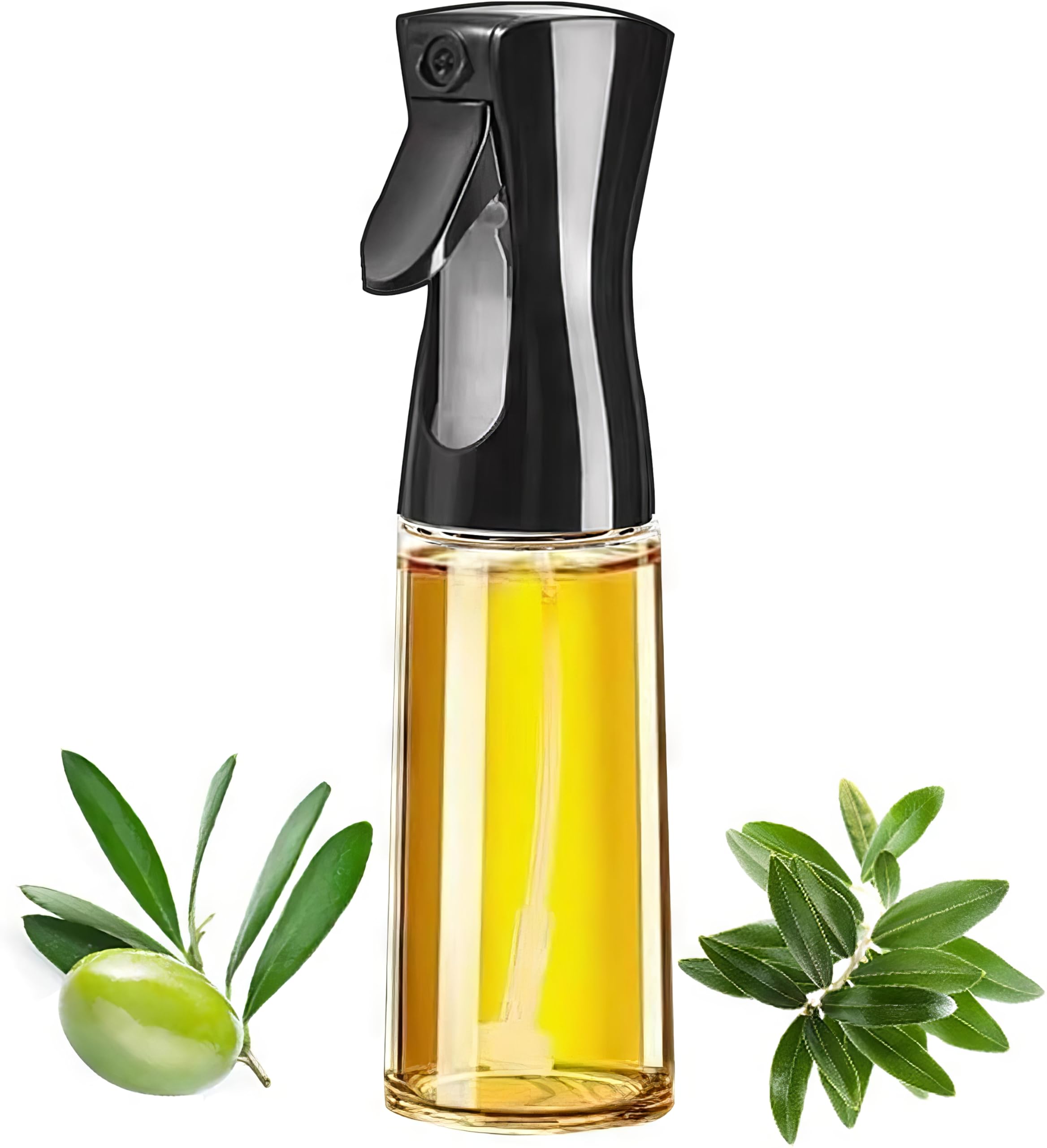 Cam Yağ Sprey Şişesi 200ml – Manuel Basınçlı Zeytinyağı Püskürtücü, Gıda Uyumlu Yağ Şişesi, Airfryer, Salata ve Fırın Yemekleri için Mutfak Spreyi, Çok Amaçlı Sprey Şişesi, EVINTO (Siyah)