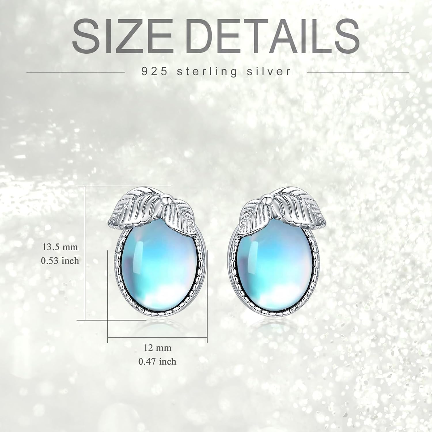Moonstone Earrings for Women 925 Sterling Silver Moonstone Leaf Stud Earrings Ladies Jewelry - Image 5