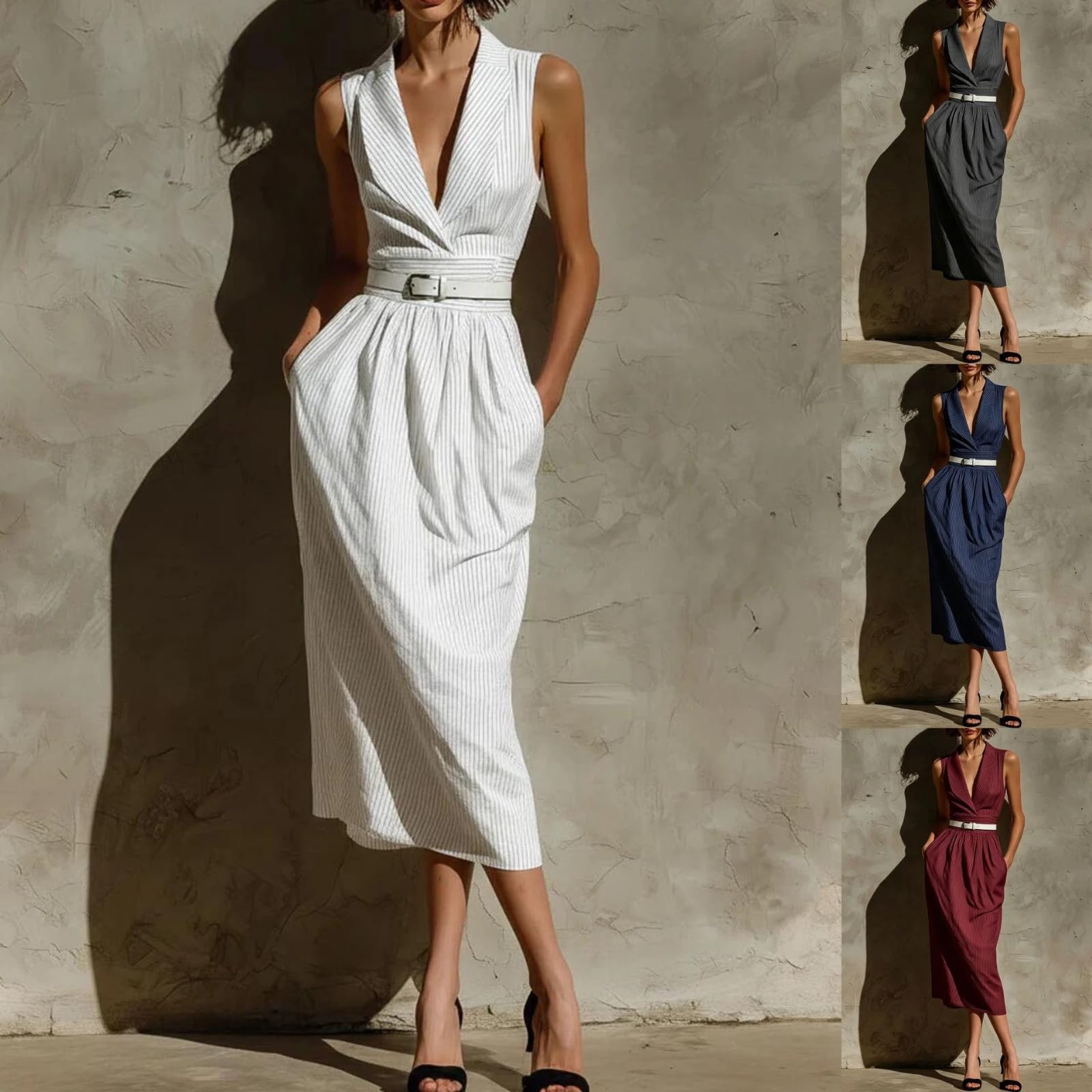 Moda de Verano Casual sin Mangas Vestido Exquisito para Mujeres