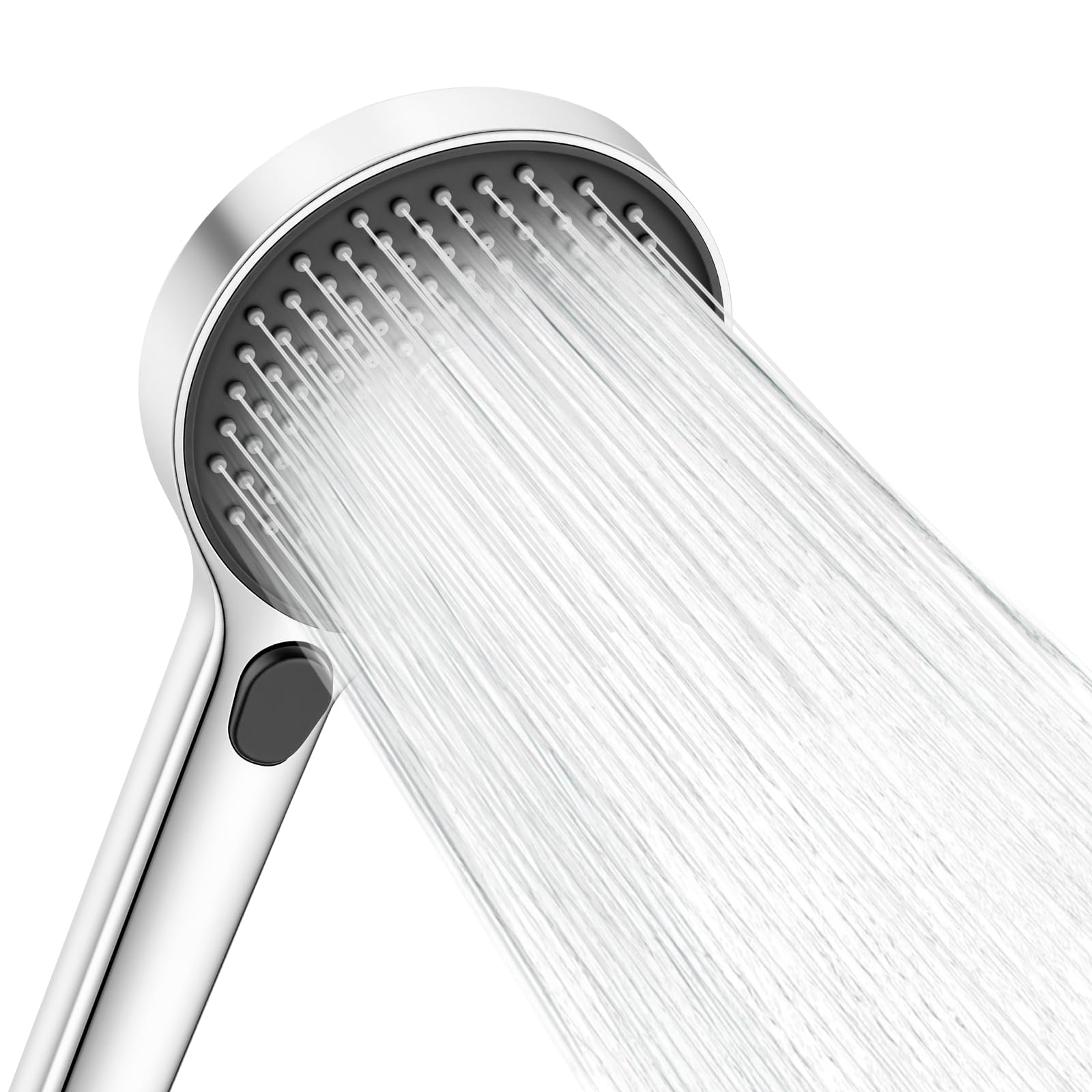 Ronvie Classic Shower Rain Shower Head, Chrome Plated High Pressure Shower Head With 3 Modes, 130Mm Large Round Panel, Universal Water Saving Large Showerhead With Self-Cleaning Silicone Nozzle