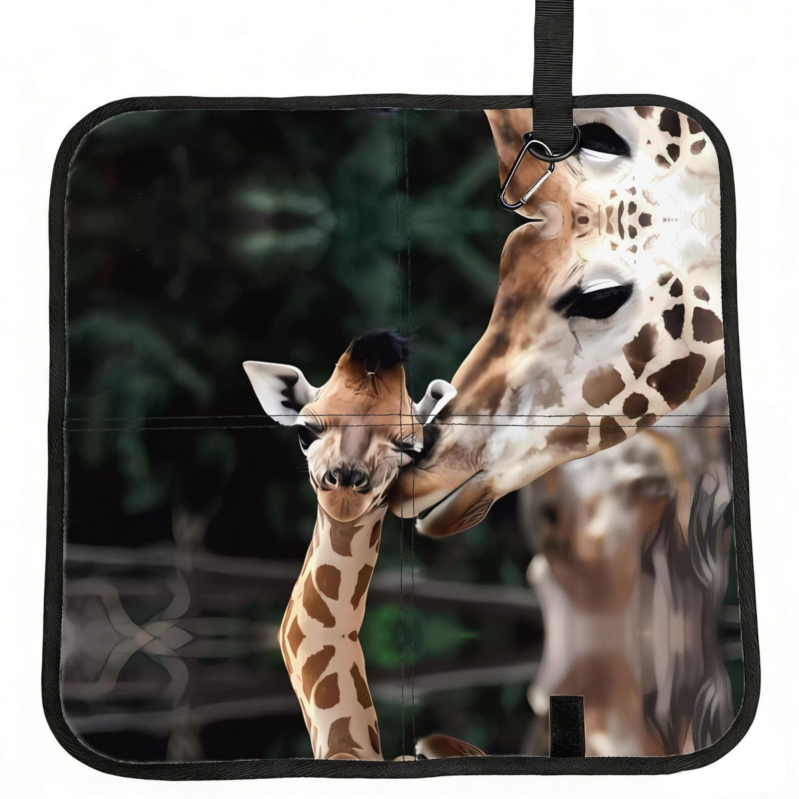 WBQLSL Two giraffes Foldable Seat Cushion - Portable Stadium Pad with Carabiner for Camping Hiking Picnic Beach