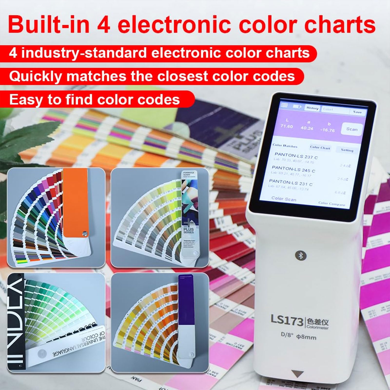 Colorimetro portatile e spettrofotometro con grafici a colori elettronici, app mobili e software per PC per varie applicazioni industriali