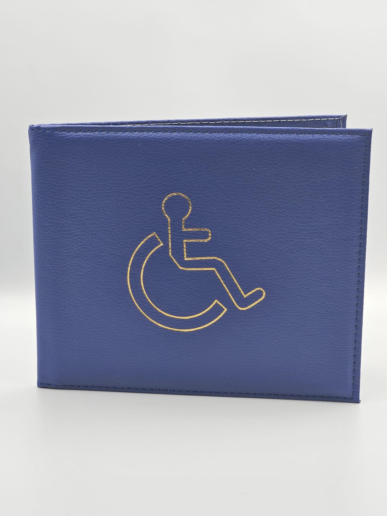 1x Dark Blue Disabled Badge Holder, PU Leather Badge Wallet Protector Disabled Parking Permit Cover Holder