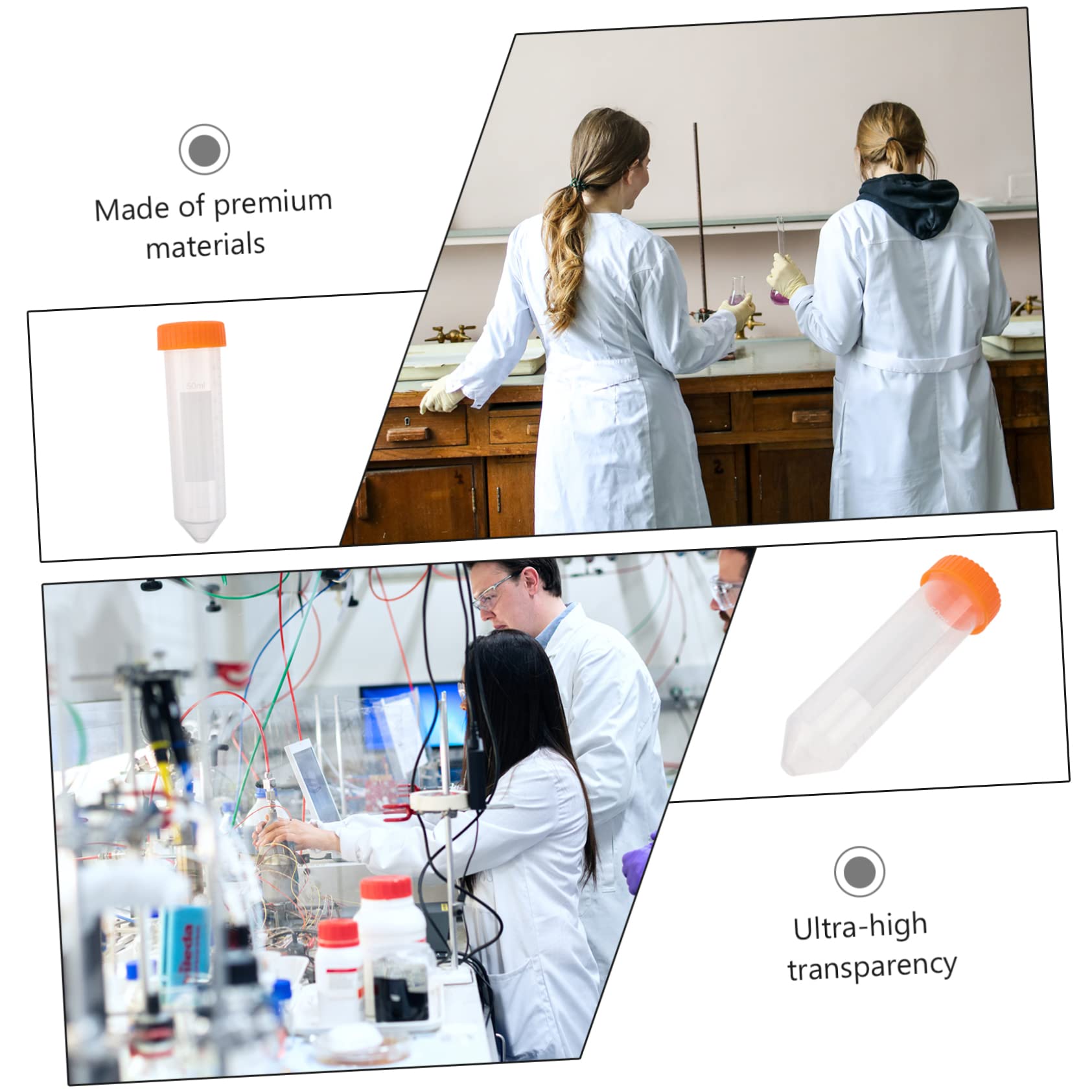 PLAFOPE 50 Pcs Cono De Tubo Centrífugo Tubo Científico Tubo De Ensayo Cónico Tubos De Experimentación Tubo Graduado Tubos De Centrífuga De Ciencia El Plastico Tubo Plástico Con Escala