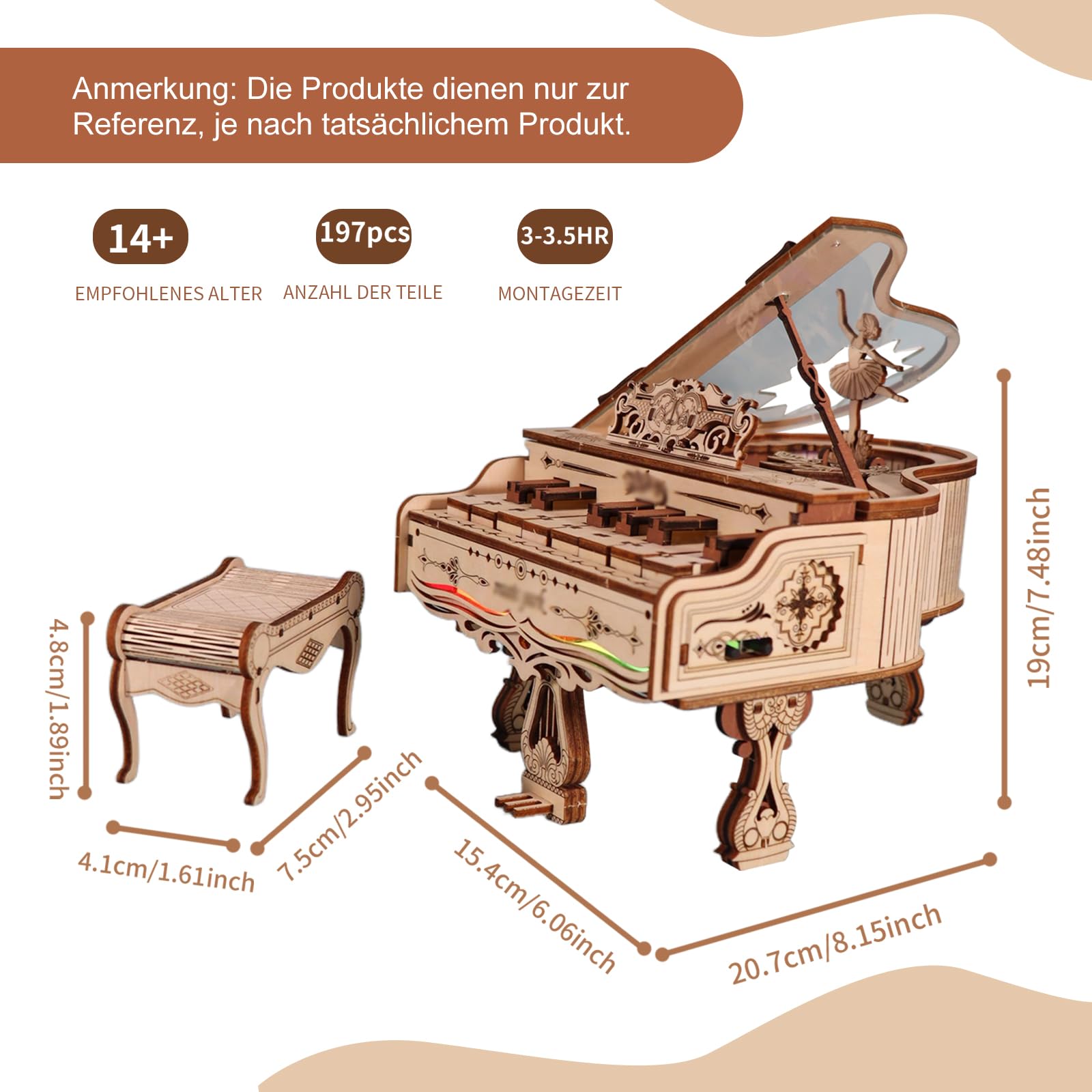 Music Park 3D Puzzle Erwachsene Spielbar Klavier You Are My Sunshine Modellbausatz Holzpuzzle Hobbies Geburtstags Weihnachten Geschenke Für Frauen 14+