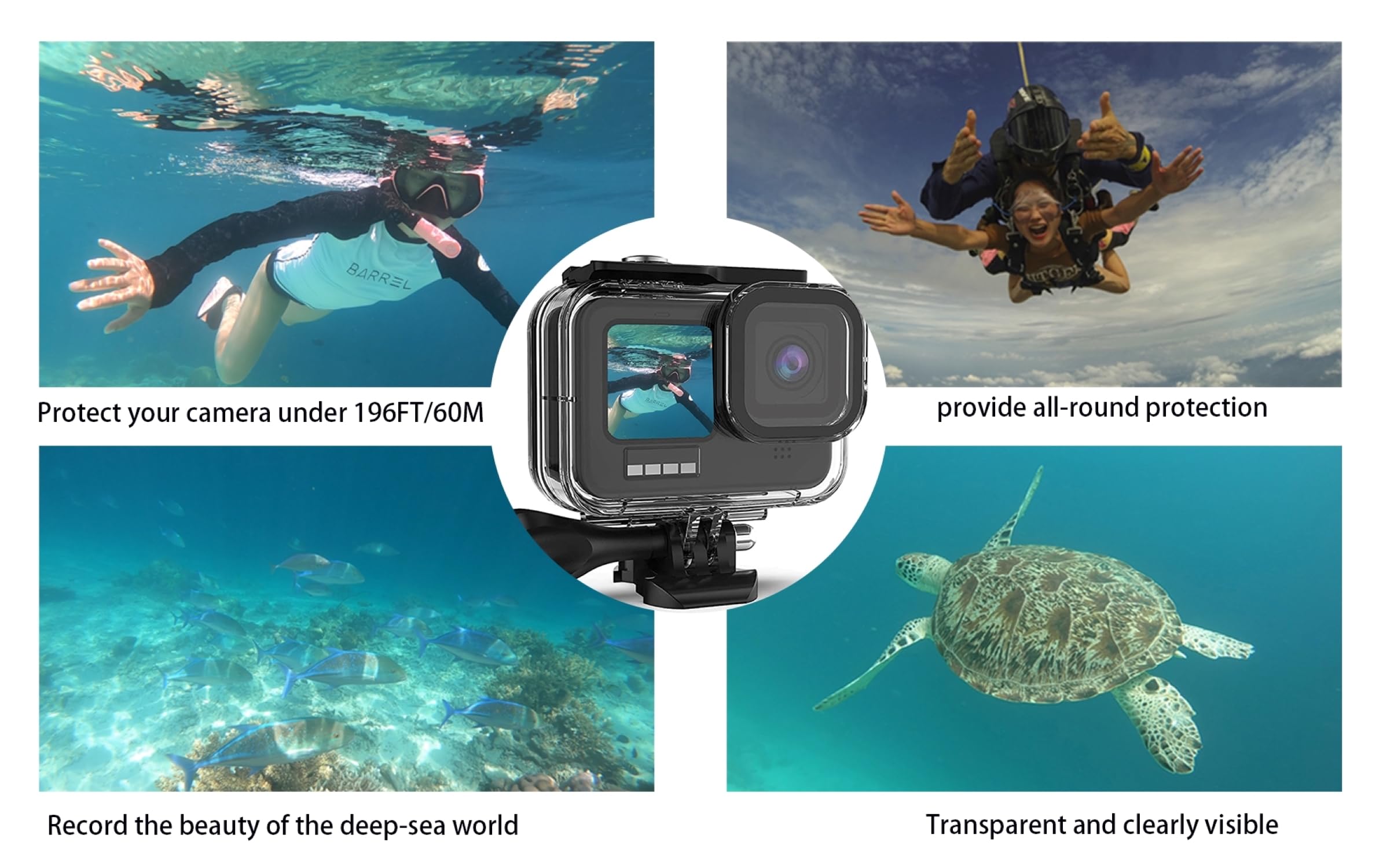 Custodia Impermeabile Subacquea 45m Per GoPro Hero 11 Mini – Con Staffa E Lente In Vetro Temperato - Foto 4