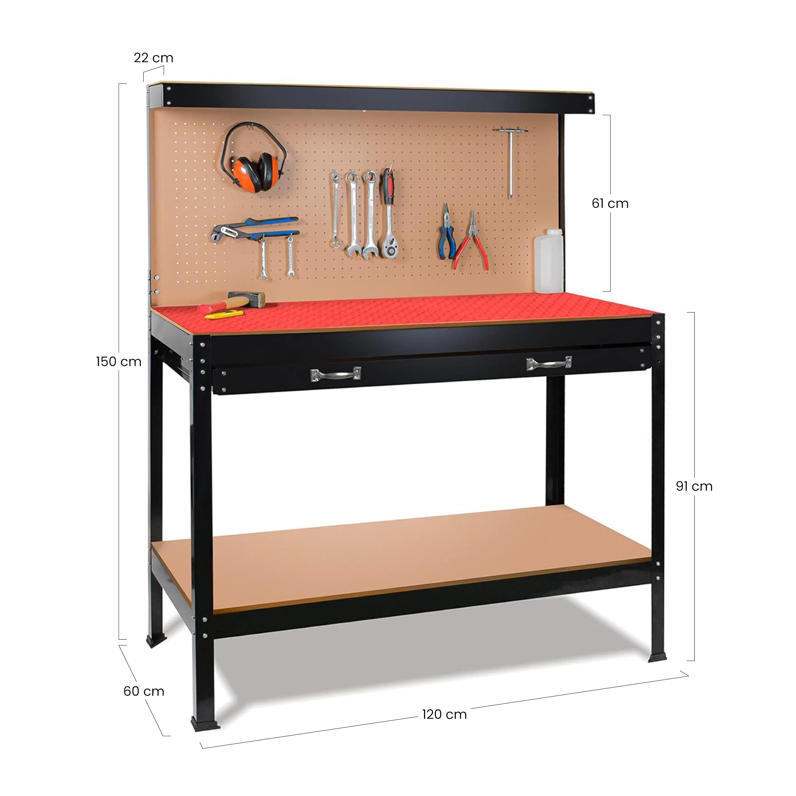 Banco Da Lavoro Con Pannello 121x61x93/150H - Ideale Per Fai Da Te E Professionisti - Foto 13