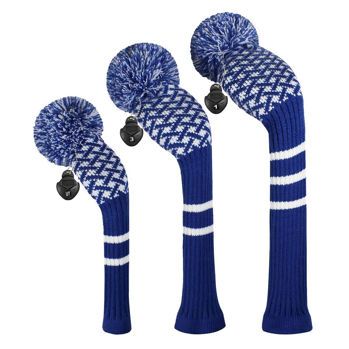 Scott Edward Set di 3 coperture per Mazze da Golf in Maglia per Driver Fairway Wood & Hybrid con Etichetta con Numero Rotante