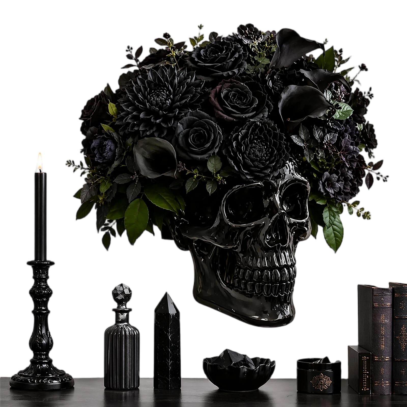 Aukojoy Spooky Face Hanging Flower Pot Multi-Purpose Translucent Gothic Skull Planter Creative Wall Art Ornament for Festival Party Decor