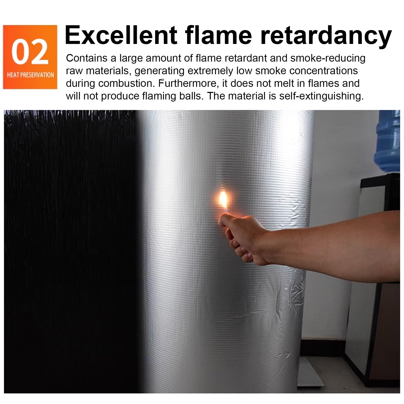 Autoadhesivo, aislamiento de papel de aluminio y algodón aislante acústico, reflector de radiador, fácil de instalar, el respaldo es firme y no se caerá.(1*2m/3.2*6.6ft,25MM(THK))