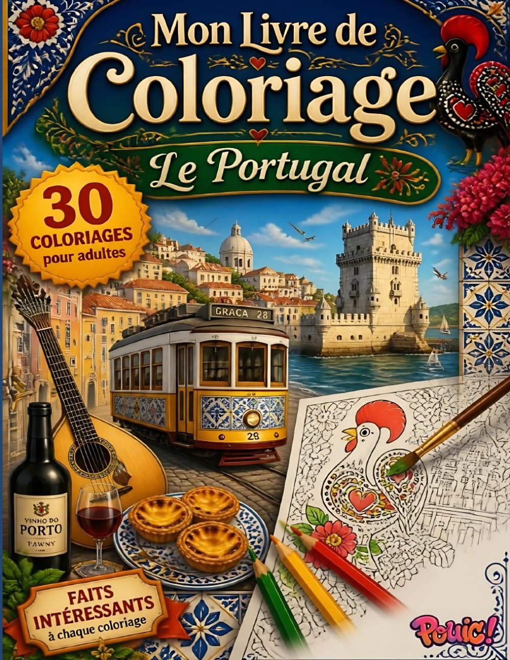 Livre de Coloriage Adulte Portugal: 30 coloriages grand format inspirés des plus beaux paysages, monuments et traditions du Portugal • Avec des faits ... l'histoire et le patrimoine portugais