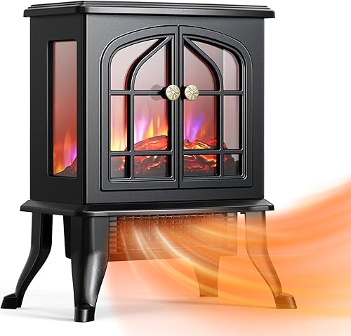 Airchoice - Calentador eléctrico de chimenea, calentador de espacio infrarrojo con calentamiento rápido de 3 segundos, 1500 W, 750 W, 2 modos,