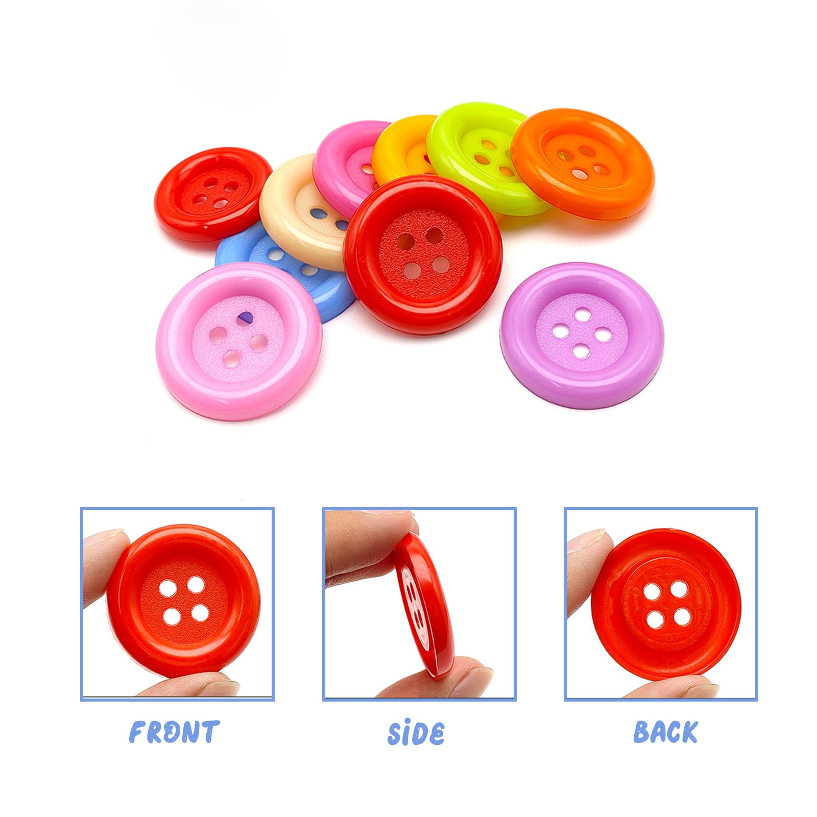 Dokpav 4 Hole Colored Buttons, 300 Pcs Craft Resin Buttons, 15 Colors