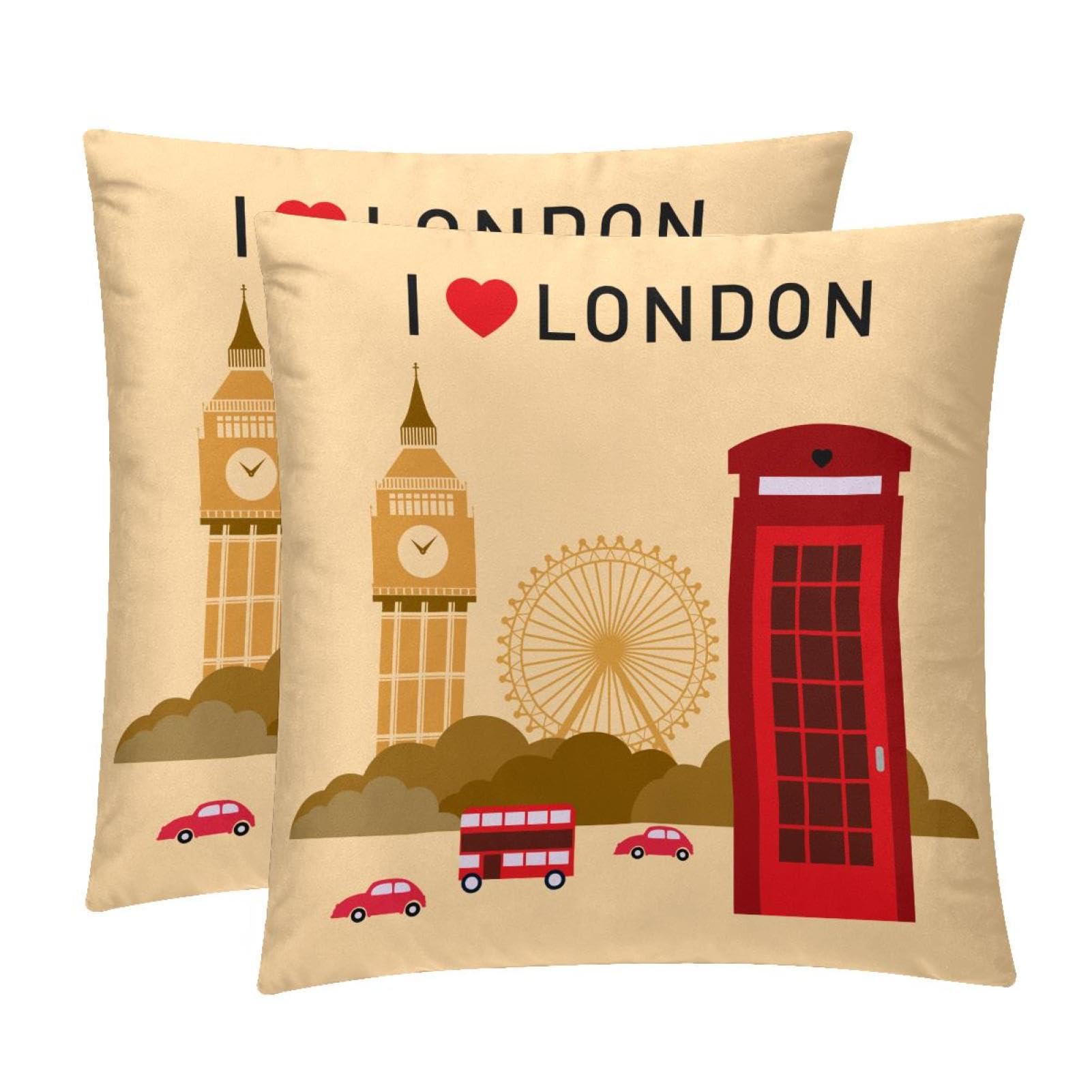 TDGKPZ Tower And Clock Throw Pillow Covers 2 Pack Cushion Cases Decorative Pillow Cases Home Decor 45x45cm