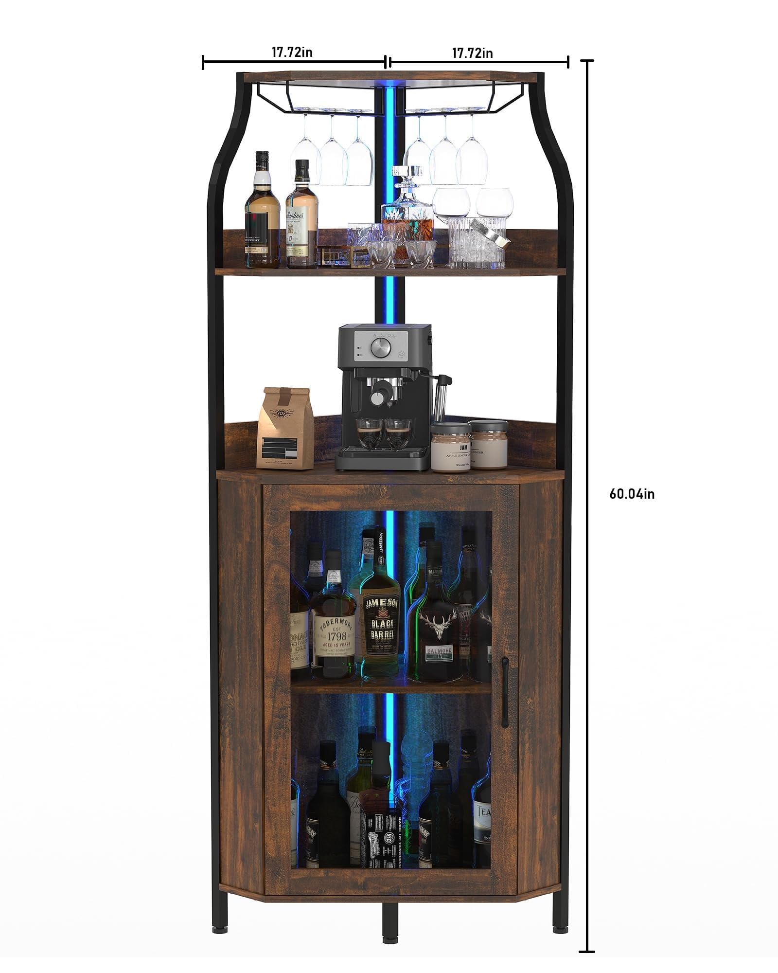 Elegante Mobile Portabottiglie Curvo in MDF, Struttura Stabile e Salvaspazio, Facile Da Pulire, Ideale Per Soggiorno, Sala Da Pranzo e Cucina