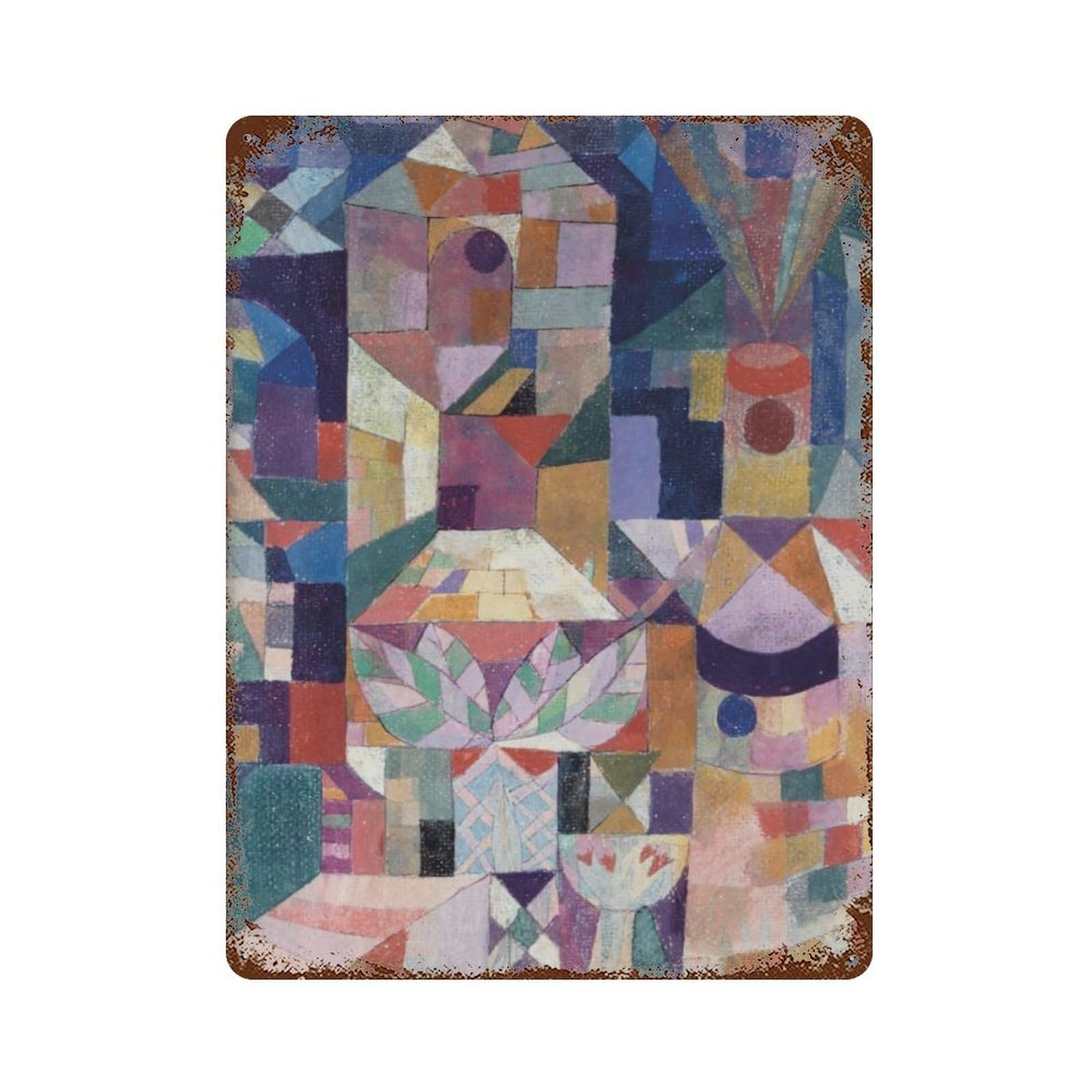 xiaoxiaoshen Paul Klee Burggen Vintage Colorful Abstract Wall Decor Art Metal Tin Poster Modern Home Decor Art Home Bar Shop Decorations Vintage Sign 40x30cm