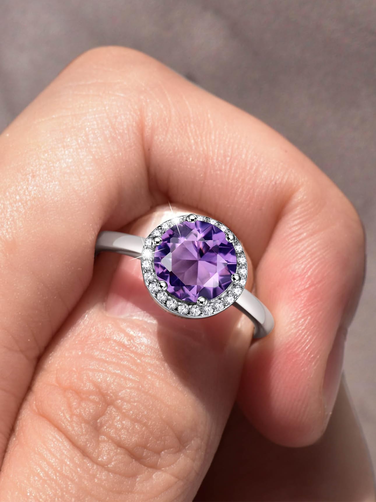 Bestyle Anello Donna Argento 925 Regolabile con Pietra Portafortuna 12 Mesi, Anello Argento 925 Donna per Ragazza Mamma, Confezione Regalo