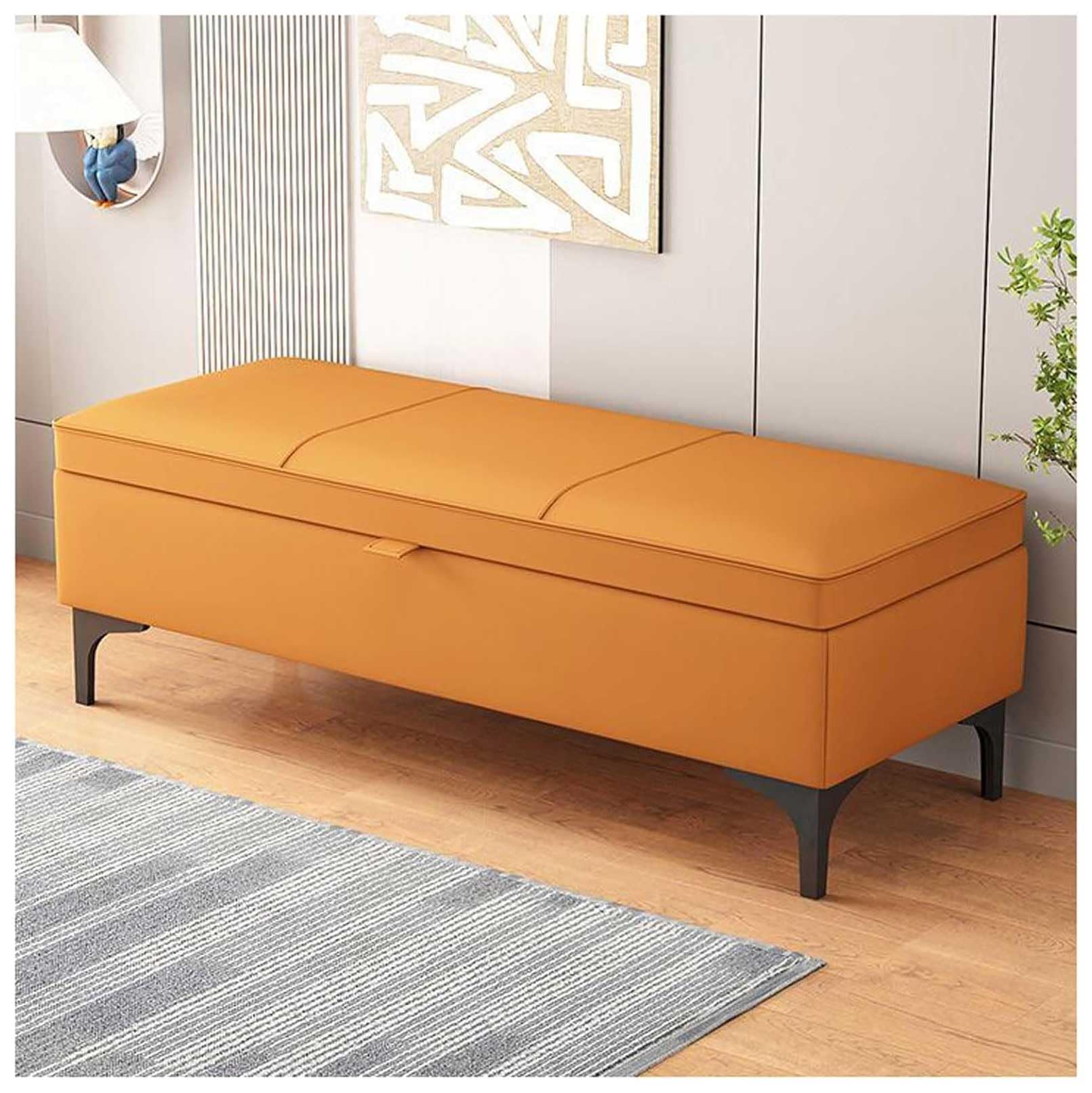 MSHGSKU ge Storage Bench Ottoman for Bedroom Footrest & Shoe Rack 500 LB Capacity 39x15x15in Stylish Pouf for Living Room & Retail Spaces Versatile Home Furniture