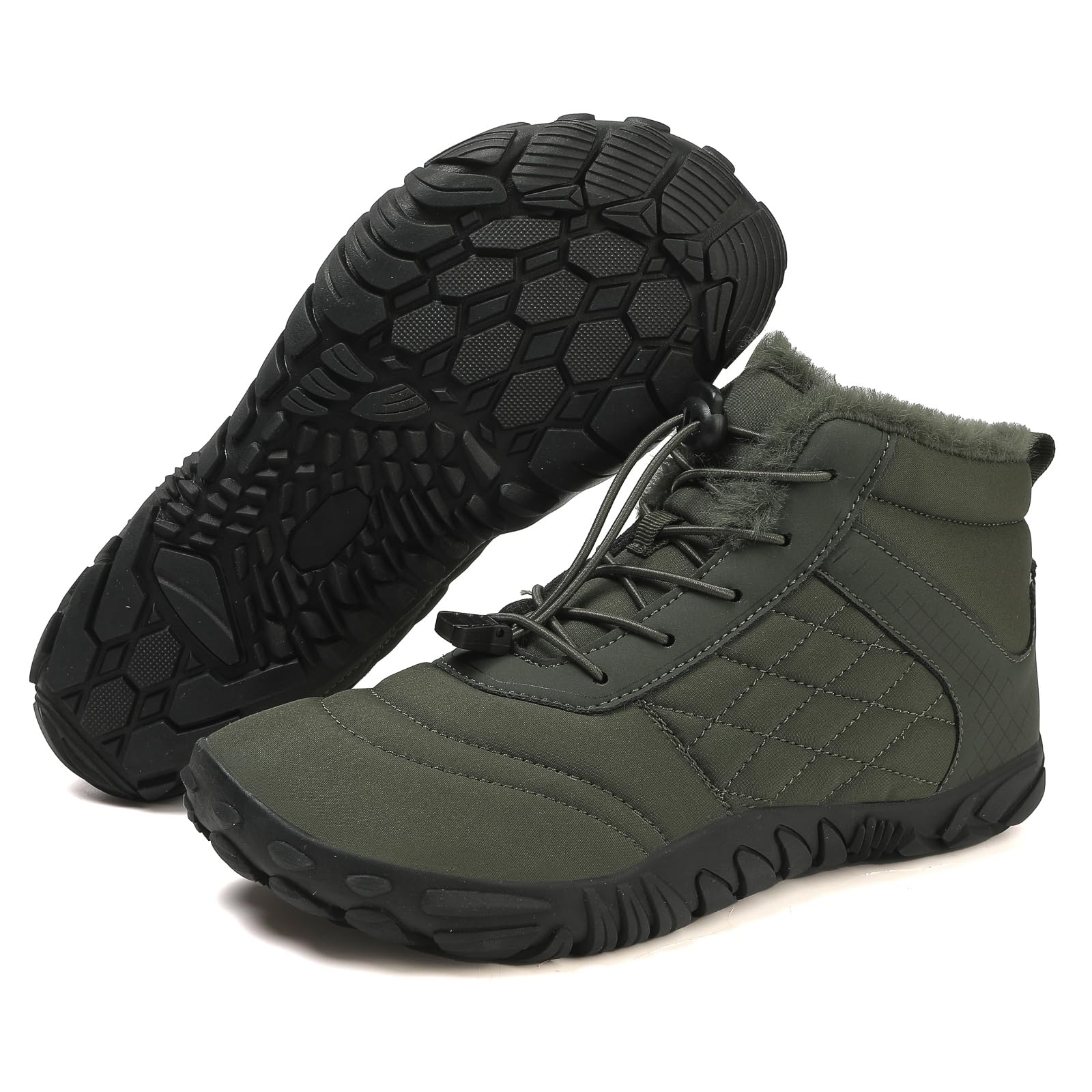 Barefoot Botas Hombre Mujer Invierno con Puntera Ancha Botines de Nieve Zapatos Forro de Felpa Caliente Antideslizante Green47EU